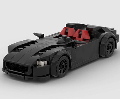 Custom MOC Lego Ferrari Monza SP2 Black Convertible 157 Piece Building Brick Car