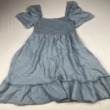 Threadgrit Smocked Light Blue Sundress Ruffle Boho Festival Concert Size Medium