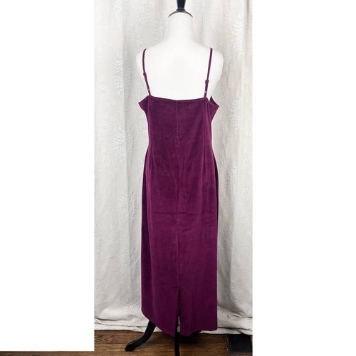 Vintage 90s April Cornell purple velveteen A-line maxi dress spaghetti straps S - Picture 4 of 9