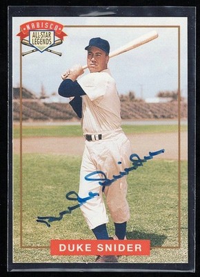 DUKE SNIDER - 1994 Autograph Card with COA - NABISCO ALL-STAR LEGENDS