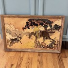 Vintage Leather Tooled Mixed Media Art Framed Cowboy Western Horse 28.5