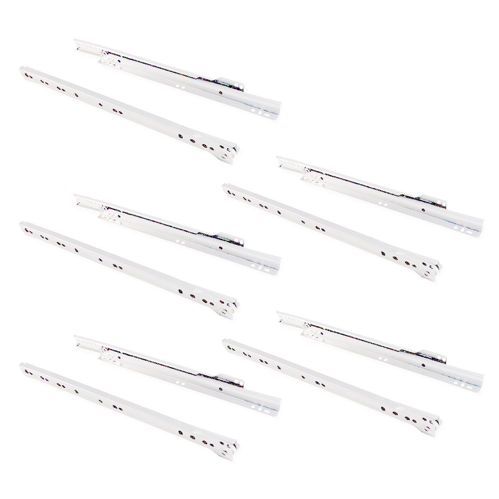 Emuca - Drawer runners 350mm (13,7 inch) with partial extension in white colour,