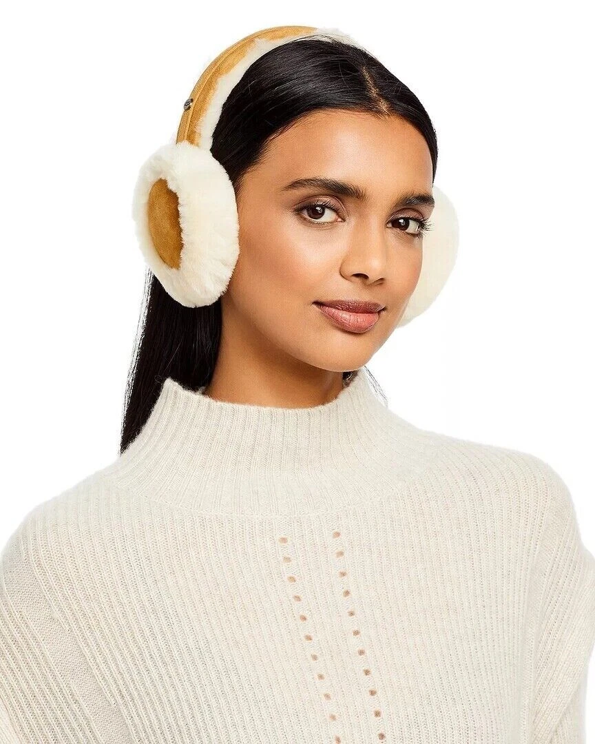 NWT UGG Australia Classic Logo Shearling Earmuffs / Chestnut Brown / NEW