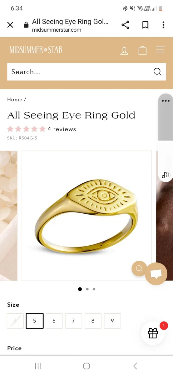 midsummer star Ring Gold Vermeil Small Evil Eye eBay