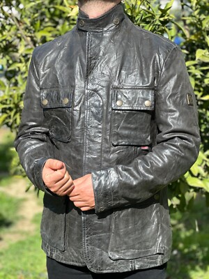 Rare Belstaff Douglas Malenotti Era Blazer Gold Label Biker Leather Size XXL