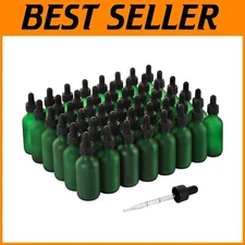 Multi-Purpose 48-Pack Green Frosted Glass Tincture Bottles with Eye Droppers