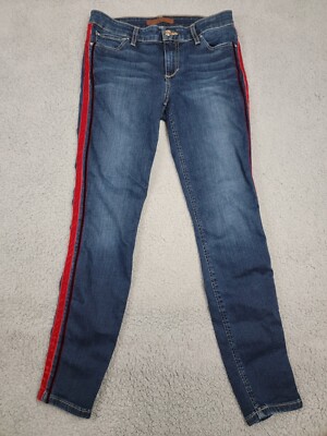 Joes Jeans Womens 28x28 Blue Flawless Icon Mid Rise Skinny Ankle Velvet  Stripes