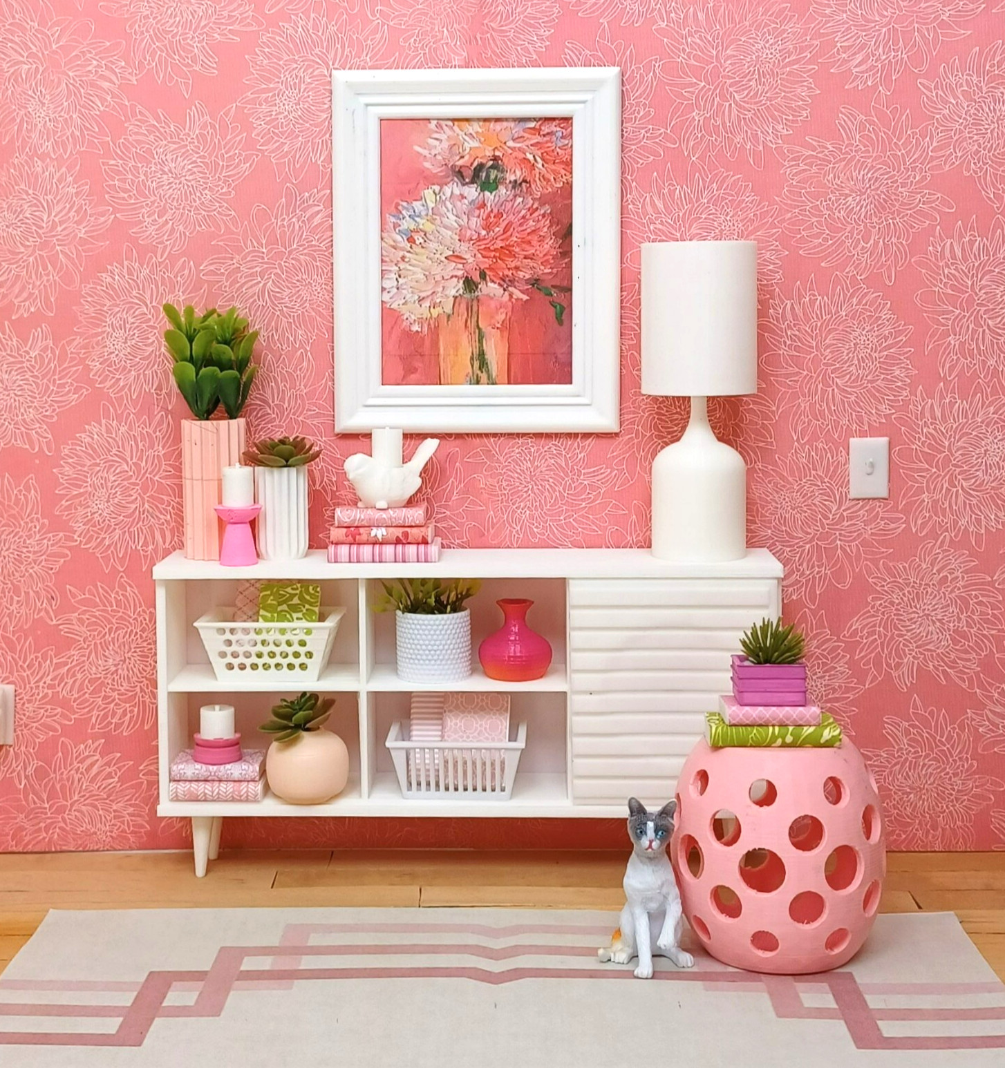 🩷pink GARDEN STOOL footrest OTTOMAN doll furniture SEAT 1/6 SCALE for BARBIE