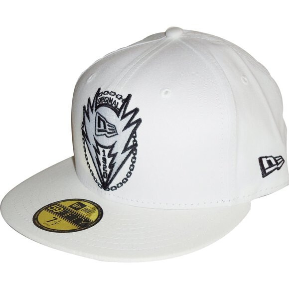 ★【Y.D. 】59FIFTY Lightning Bolts 7 3/4 NWT New Era Chain Lightning Bolt Originals Fitted Hat WHITE 7 1/2