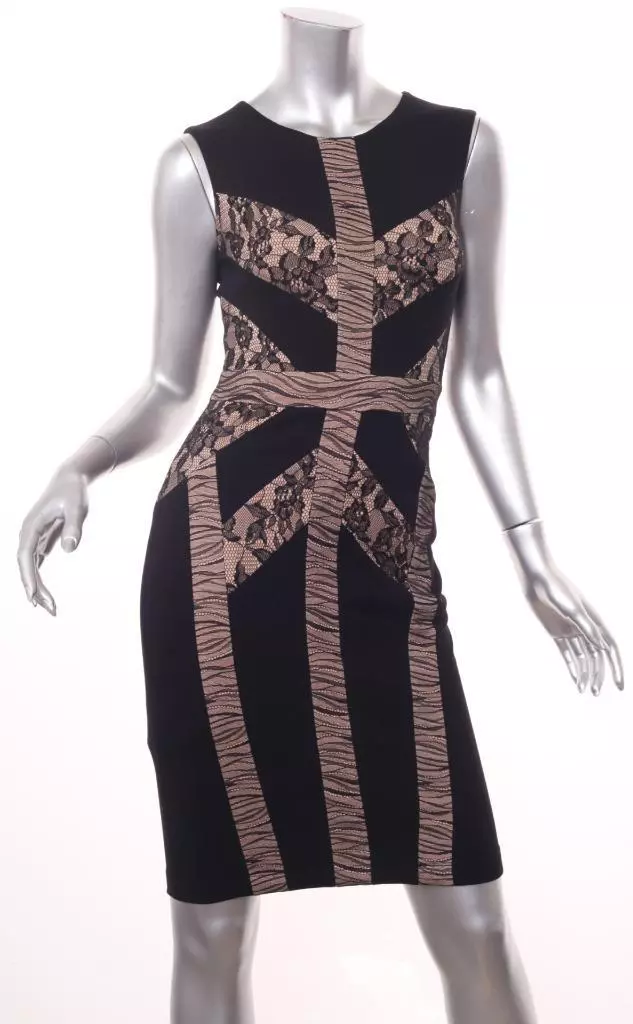 Bcbg lace top trimmed sheath dress
