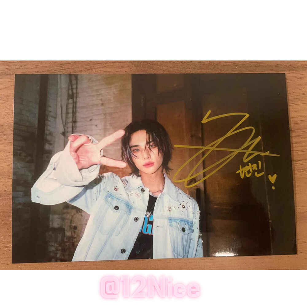 Stray Kids Hyunjin Hand Signed Photo Autographed K-POP Collection