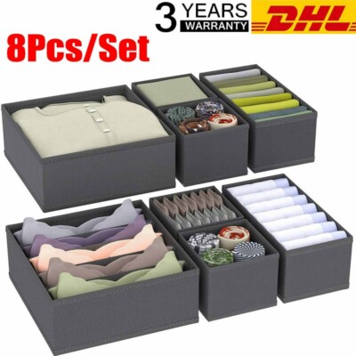 8Tlg Schubladen Organizer Set Kleiderschrank Organisationsboxen Stoff Trennboxen