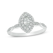 0.88Ct Marquise Cut CZ Double Frame Vintage Wedding Engagement Ring 925 Silver