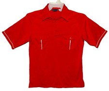 Vintage 1970's Sz M Montgomery Ward Polo Shirt Red Poly/Cotton