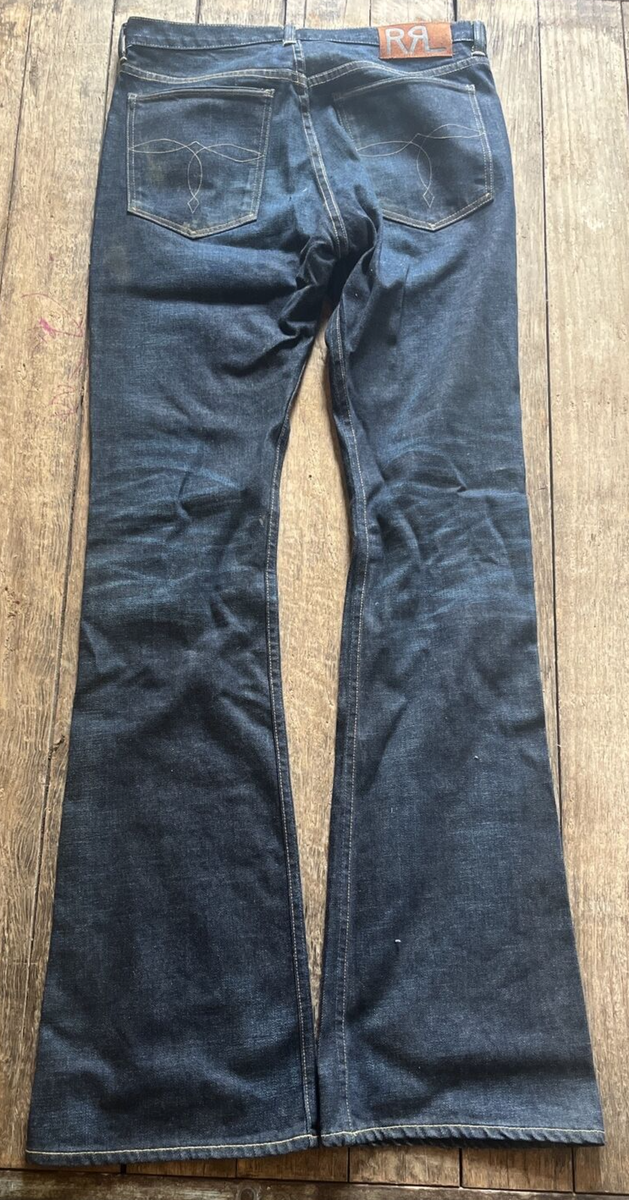 Double RL RRL Men's High Waist Flare Jeans Japan Woven