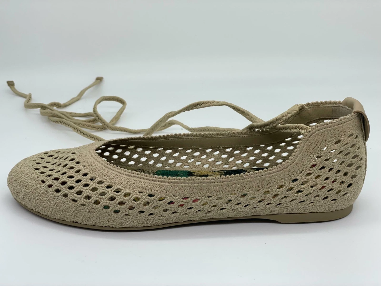 DIOR maille poème brodée cheville enveloppante cravate ballerine ballet chaussures plates