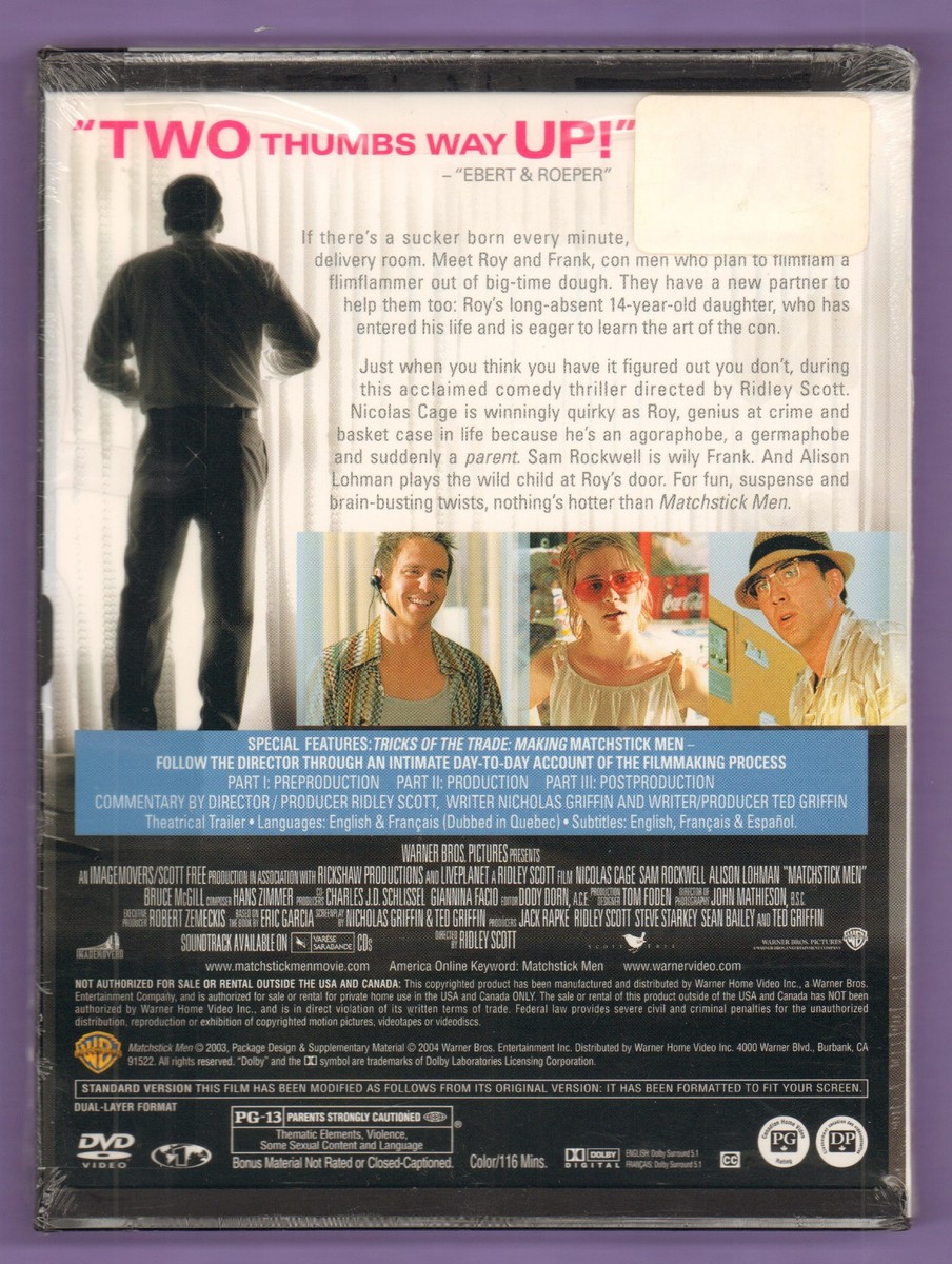 Matchstick Men DVD Movie 2004 Full Screen Nicolas Cage Sam
