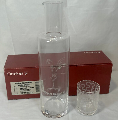 Orrefors Sweden  Anne Nilsson Night Water Carafe Decanter Warner Bros VTG  New