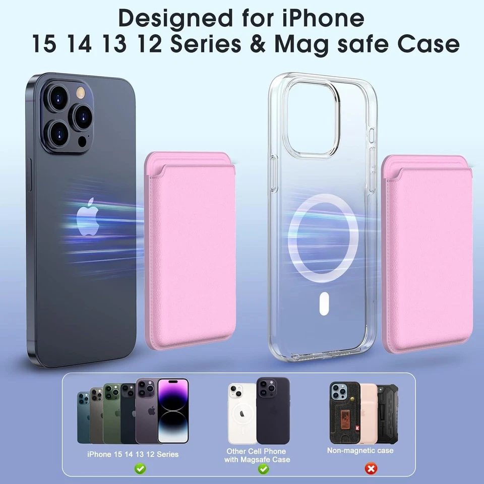 Cartera magnética para teléfono 2 tarjeteros estuche con bloqueo RFID para teléfono celular Foto 4 de 4