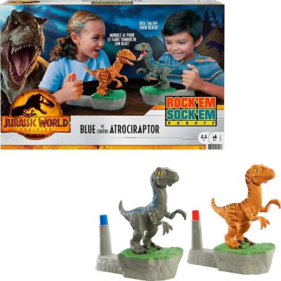 Mattel Jurassic World Dominion Blue Atrociraptor Fighting Game Rock Sock Robots