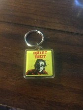 RARE QUIET RIOT 1980s VINTAGE ORIG Heavy Metal MUSIC KEYCHAIN Logo Rock Roll