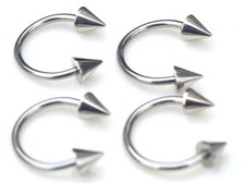 PAIR 16G Steel Spike Horseshoe Nose Septum Lip Ear Tragus Helix Ring Nipplerings