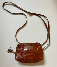 Guy Laroche Vintage Patent Leather Adjustable Cross Shoulder Brown Handbag