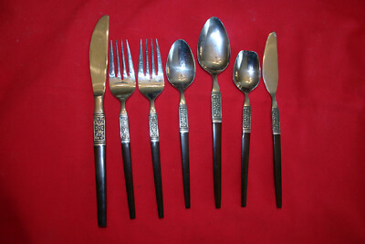 INTERPUR INR19 Glossy Stainless Steel Brown Handle Flatware *YOUR CHOICE*