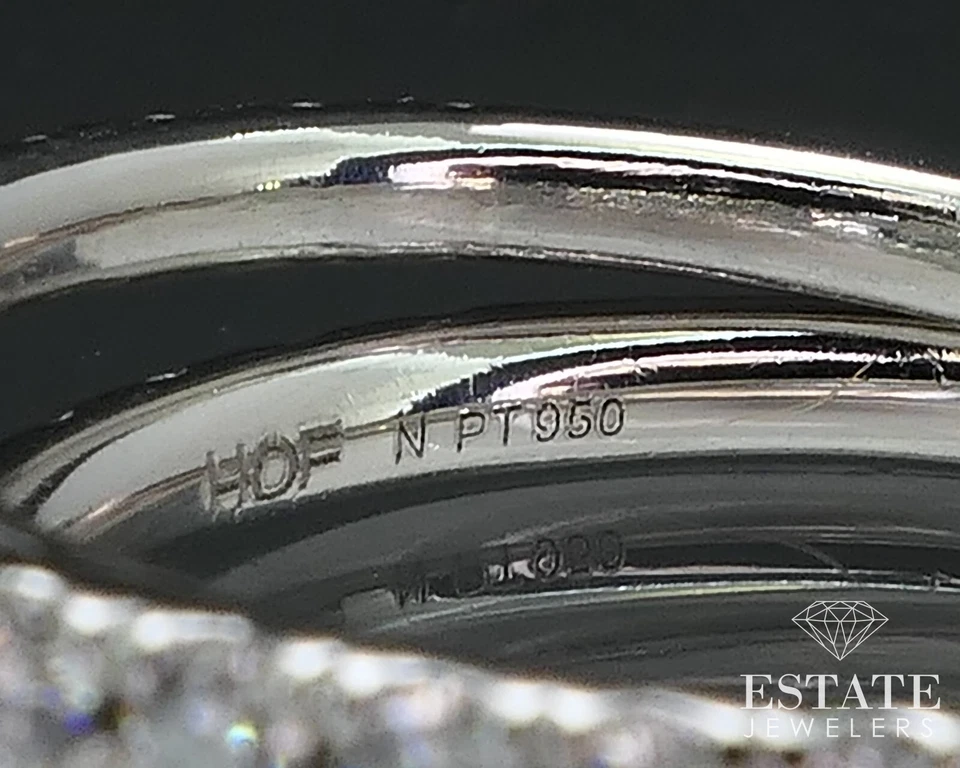 Juego de boda corazones en llamas de diamantes naturales de platino de 1,03 quilates 5,9 g i17538 Foto 4 de 4