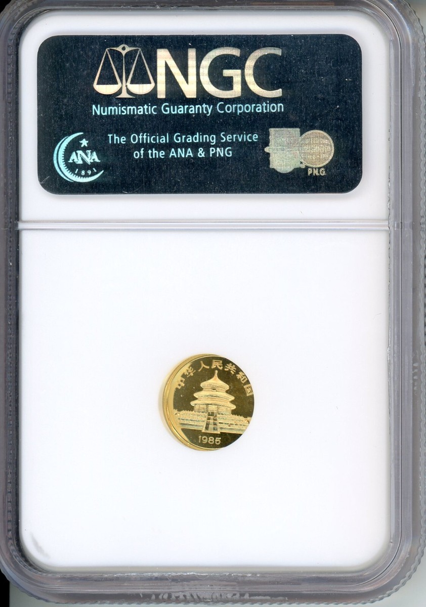 1985 GOLD CHINESE PANDA 1/20 OZ. 5Y G5Y NGC MS69 MS-69 CHINA 5