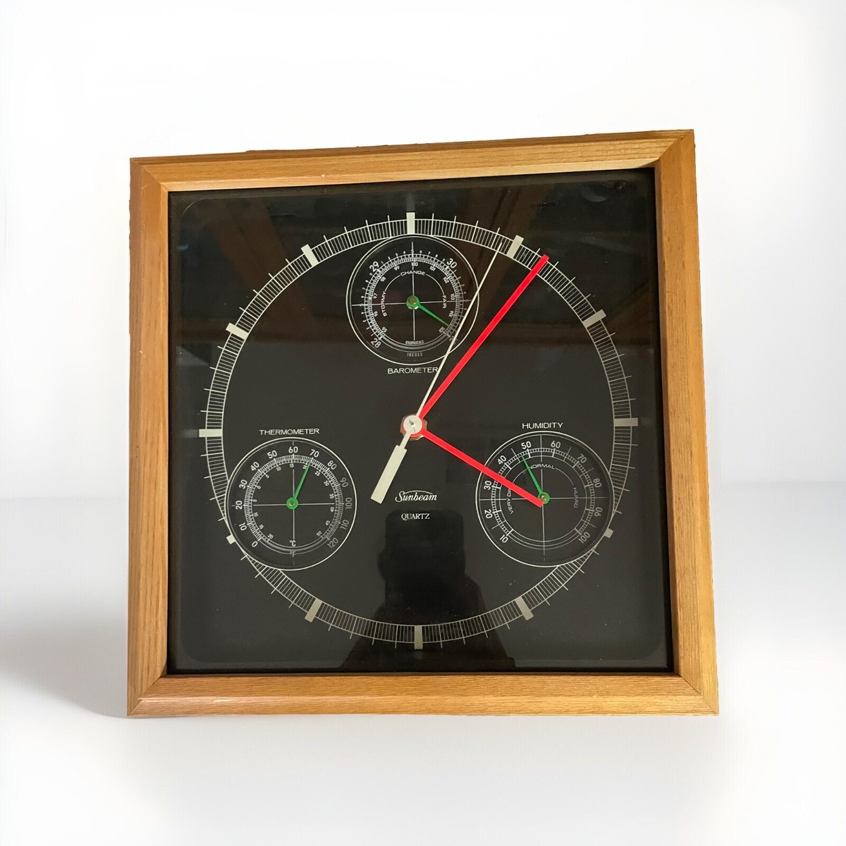 Vintage Sunbeam Wall Clock w/Humidity, Barometer, Thermometer