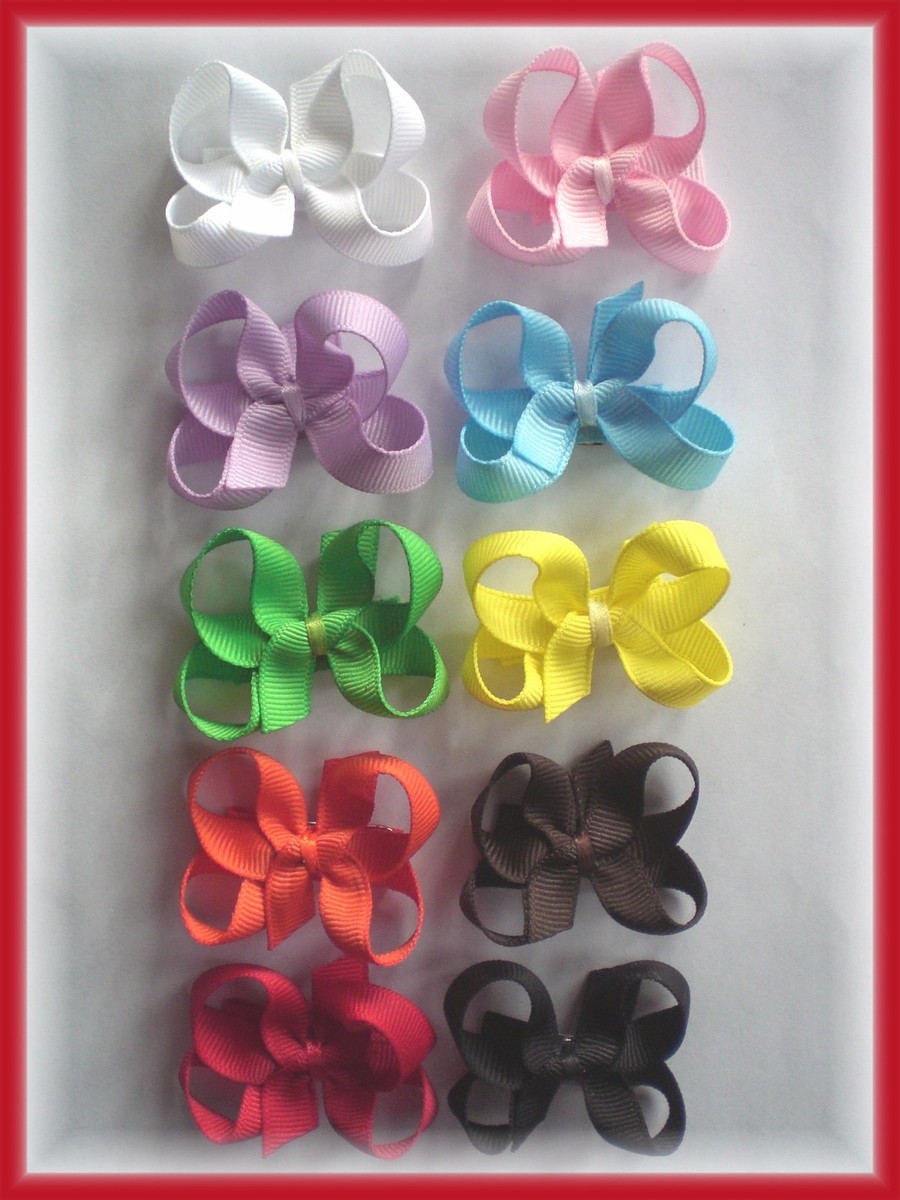Baby Hair Bow Snap Clip SET Small Barrettes NO SLIP Bows for Fine