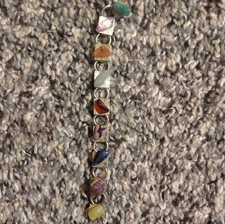 Vintage Multicolor Stone Link Bracelet Fashion Jewelry Asymmetrical Design
