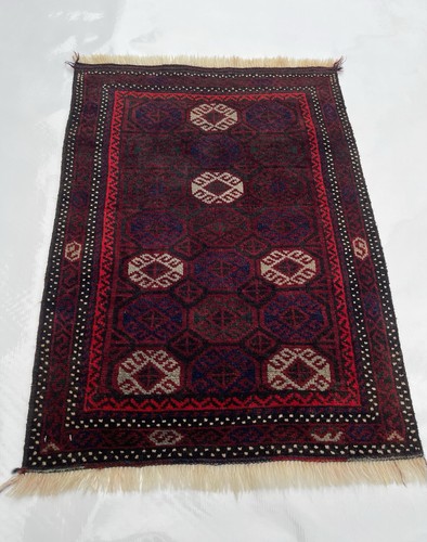 98x69 cm Handmade Rug Afghan Rug  Handicrafts Baloch Rug Vintage Rug Dark #301