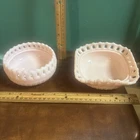 Set of 2 Vintage Pink Milk Glass Fostoria Randolph Pattern Bowls Open Lace Edge