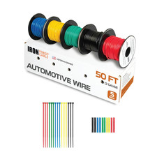 250 Ft 12 Gauge Wire - 5 Roll Assortment Pack Automotive Wiring Kit with Dispens