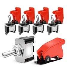 Nilight 90014E Heavy Duty Rocker Toggle Switch 12V 20A Red Cover SPST ON/Off 2Pi