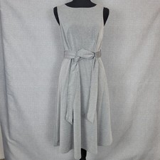 Elle Midi Dress Women XS Stretchy Sleeveless Black White Gingham Belted