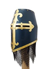 Crusader Templar Knight Helmet 18 Gauge Steel Medieval Armor Helmet LARP Reenact