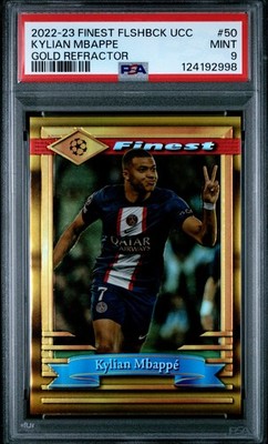 2022-23 Topps Finest Flashbacks UCC #50 Kylian Mbappé Gold PSA 9 #/50