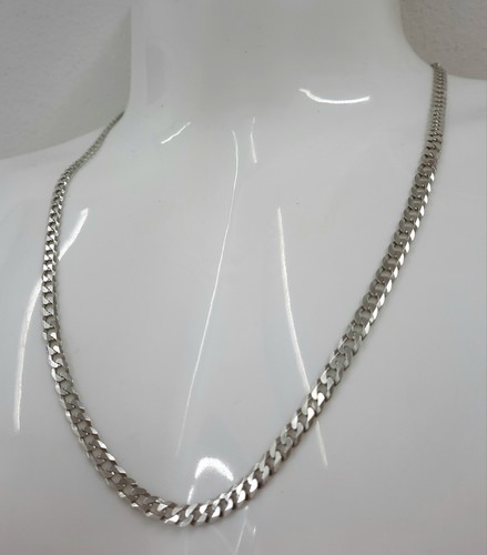 Men Necklace 21'' Vintage Italy Biker Sterling silver 925 Distinct Cuban Chain