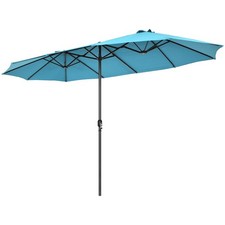 15FT Patio Double-Sided Umbrella Crank Outdoor Garden Market Sun Shade Turquoise