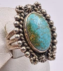 Vintage Sterling Silver Native American REAL Turquoise Bead Front ring sz 4.25