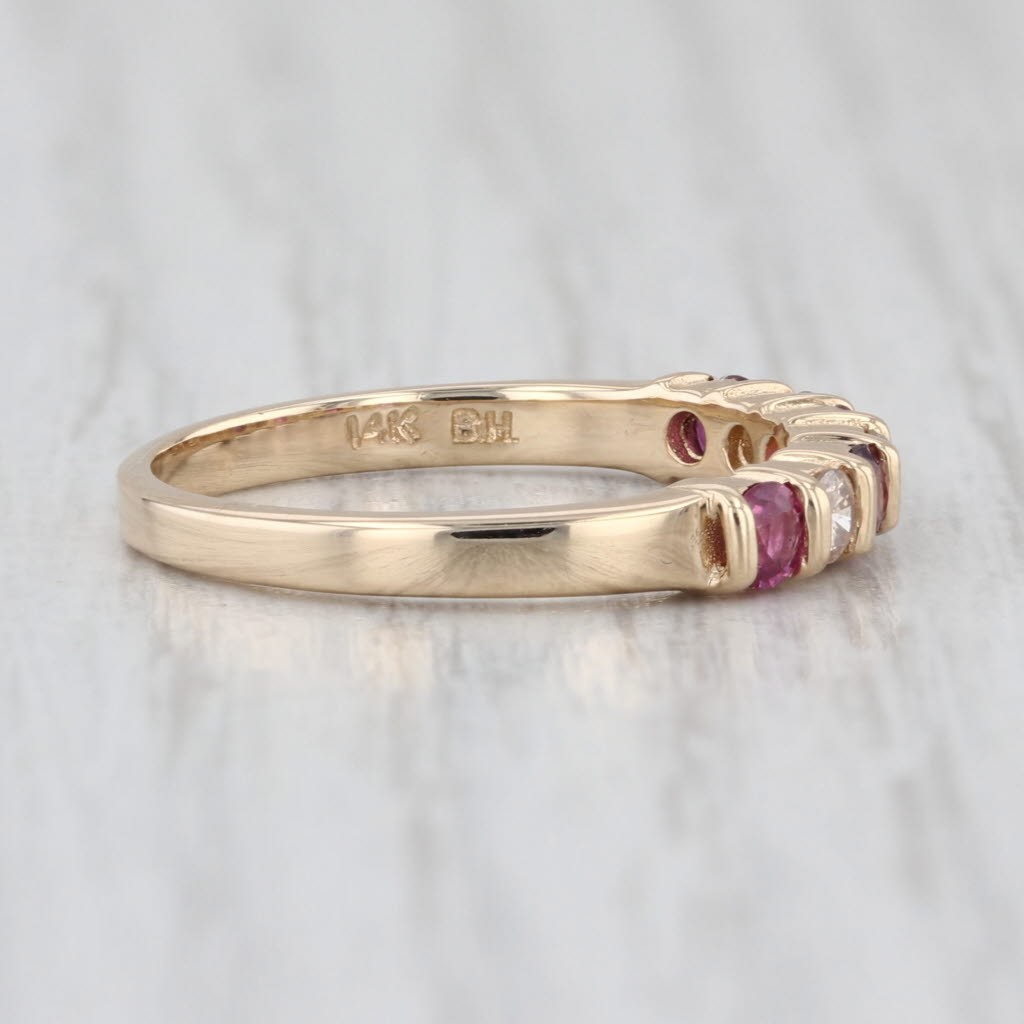 0.48ctw Ruby Diamond Stackable Ring 14k Yellow Go… - image 5