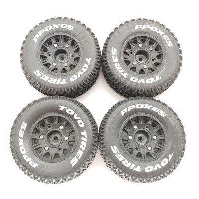 4x Tovo Tires Ppoxes 1/10 OFF-ROAD Short Course Truck Tires on 12mm Hex Wheels
