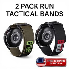 22mm Tactical Nylon Watch Bands 2 Pack Rugged Sports Strap Military Black/ Green