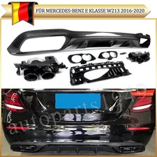 Heckdiffusor Rund Auspuffblende f&uuml;r Mercedes W213 mit Sport Line Carbon Look 16+