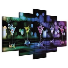 Wandbild 5 tlg Groß Wohnzimmer Leinwand Bilder Cocktail Party Neonfarben Deko