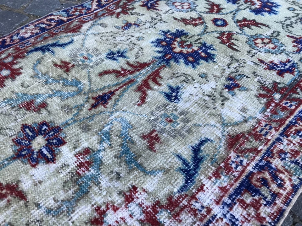 Alfombra turca vintage hecha a mano alfombra de lana alfombra bohemia para corredores alfombra para el hogar 2,5 x 11, pies Foto 2 de 4