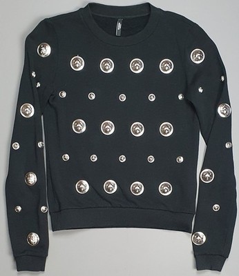 Versus Versace Damen Sweatshirt Pullover schwarz Löwenkopf Nieten Gr. Small